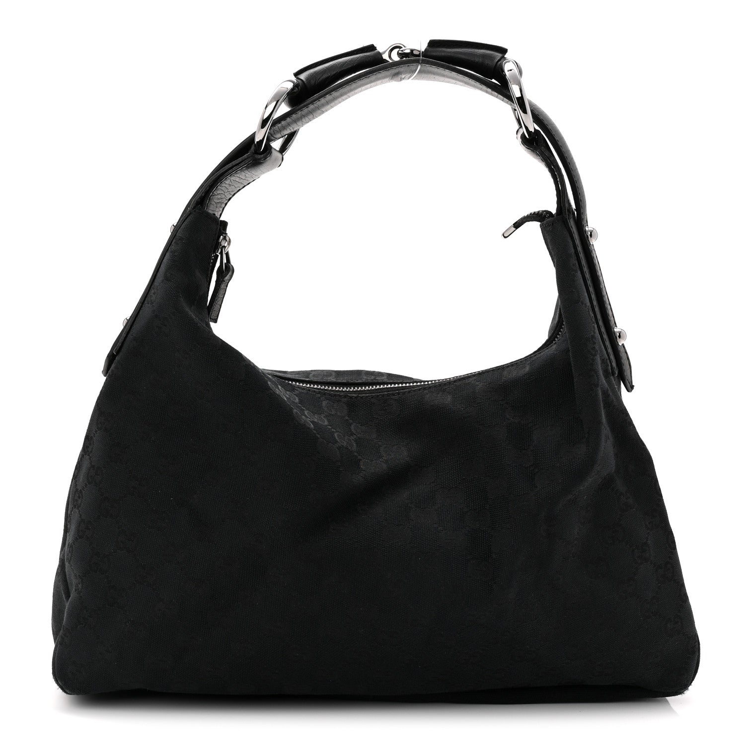 Monogram Medium Horsebit Chain Hobo Black