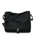 Tessuto Nylon Saffiano Single Snap Buckle Flap Messenger Bag Black
