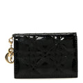 Patent Cannage Small Lady Dior Flap  Holder Black