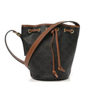 Triomphe Canvas Calfskin Small Drawstring Bucket Bag Tan