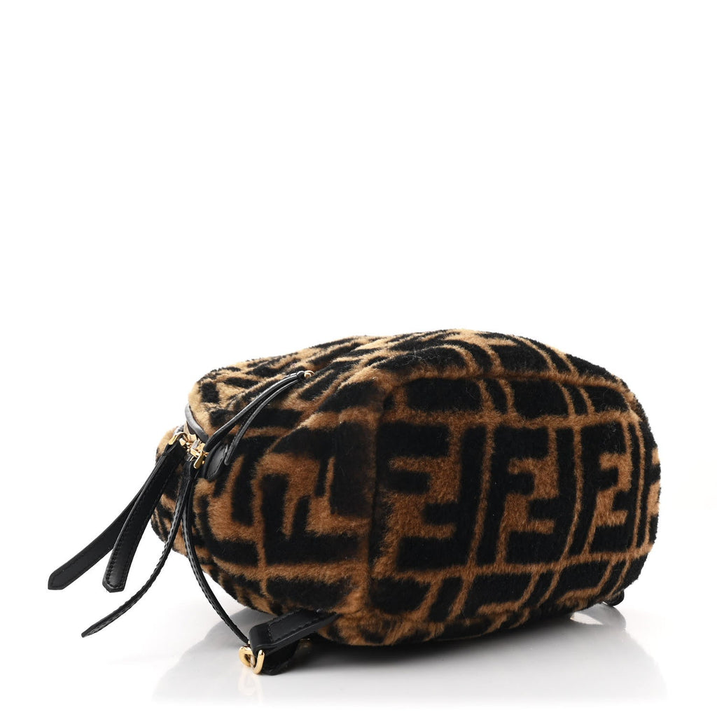 Shearling Macro FF 1974 Mini Backpack Tobacco Black
