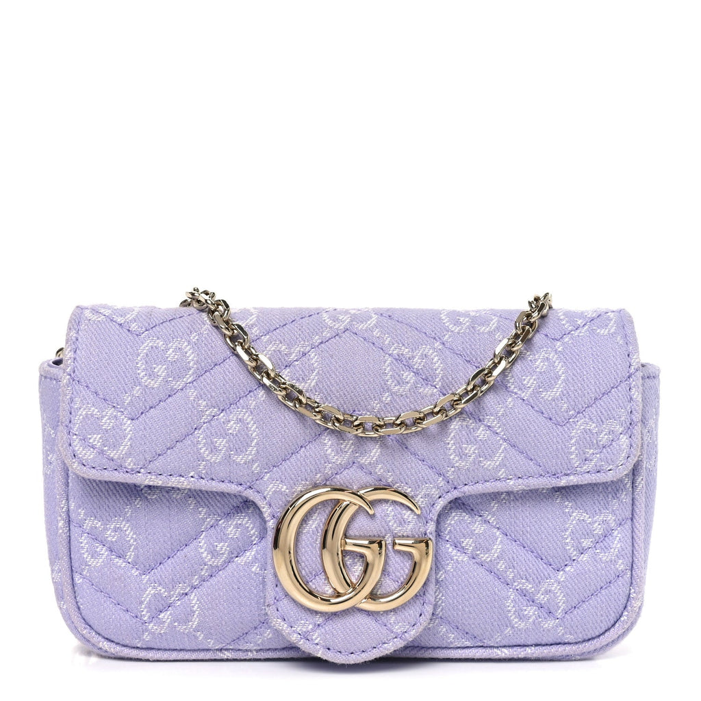 Denim GG Monogram Mini GG Marmont Shoulder Bag Light Purple