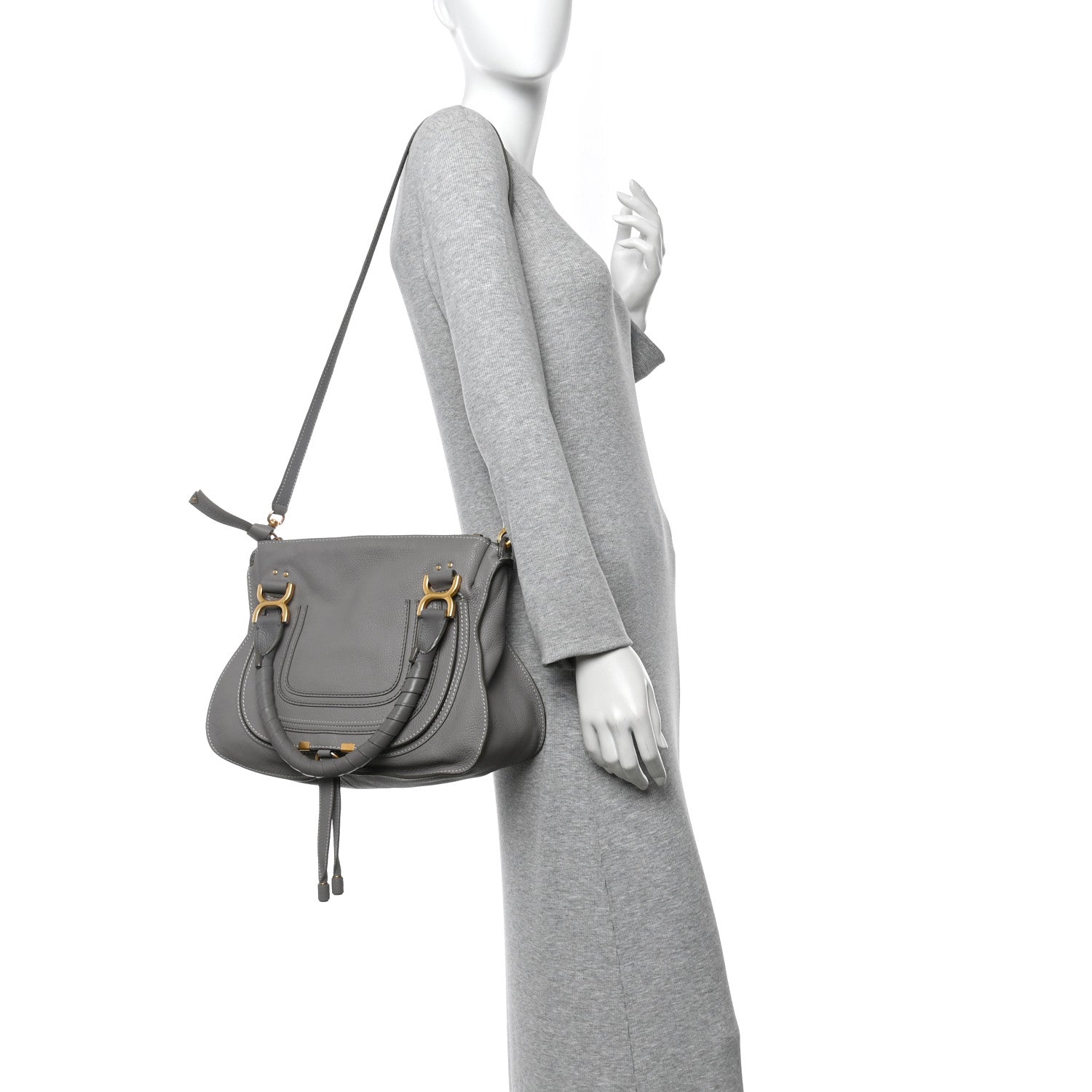 Calfskin Medium Marcie Satchel Cashmere Grey