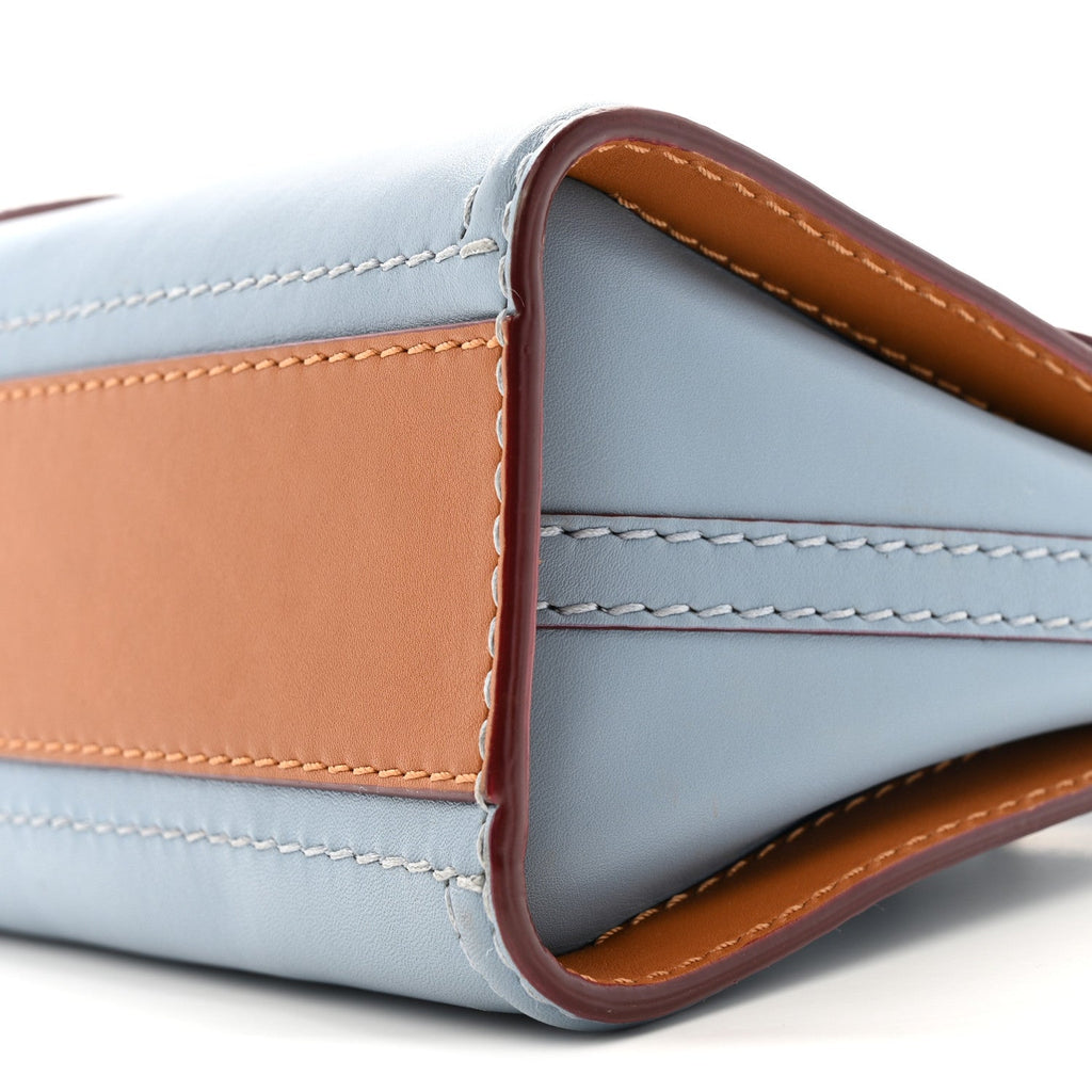 Calfskin The Short Story Shoulder Bag Blue Brown