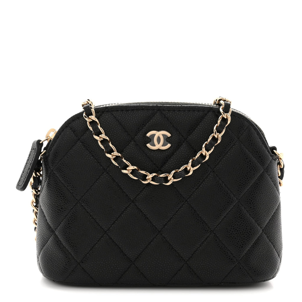 Caviar Quilted Classic Clutch With Chain Black