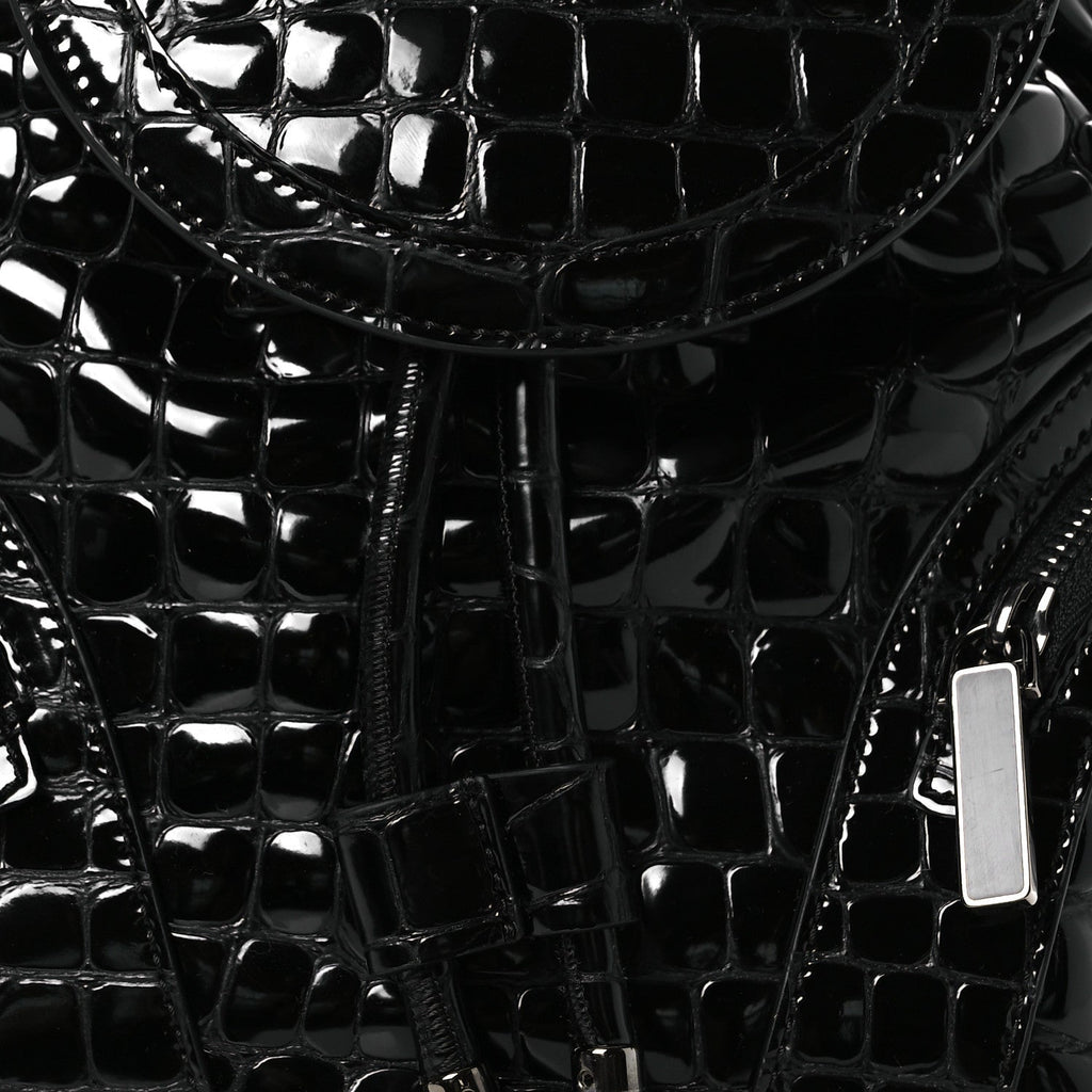 Calfskin Alligator Embossed Small Explorafunk Backpack Black
