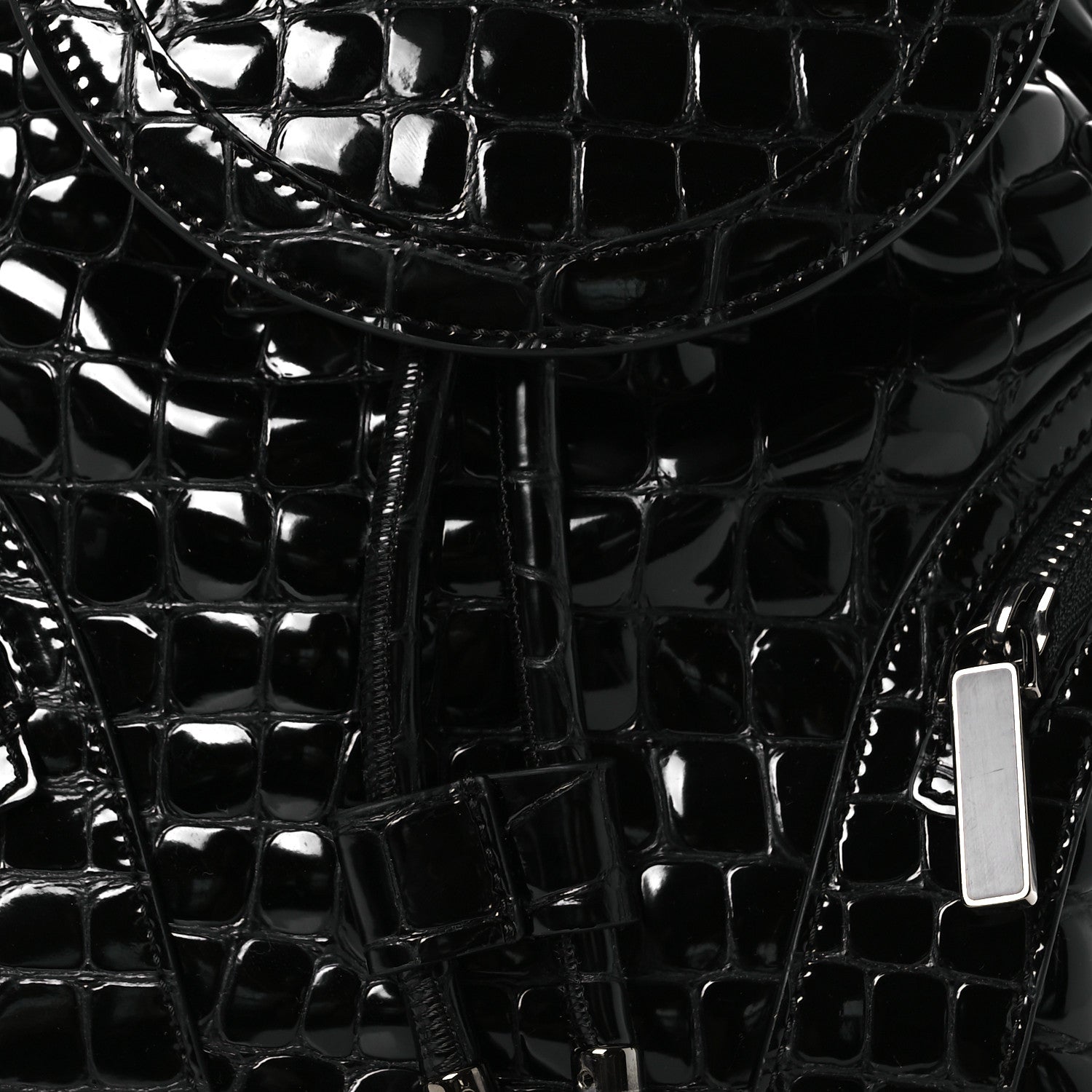 Calfskin Alligator Embossed Small Explorafunk Backpack Black