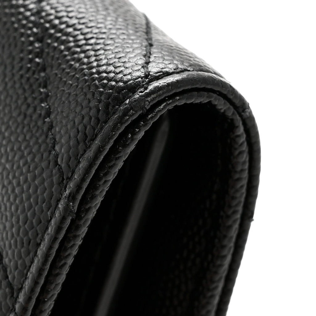 Grain De Poudre Matelasse Chevron Monogram Flap Wallet Black