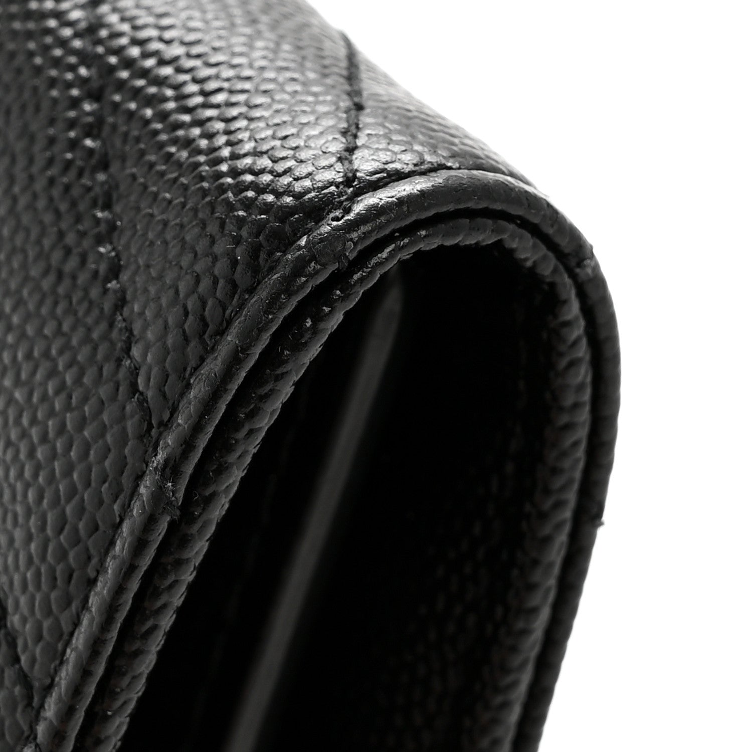Grain De Poudre Matelasse Chevron Monogram Flap Wallet Black