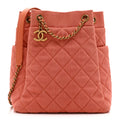 Washed Denim Quilted Small Urban Spirit Drawstring Bag Orange