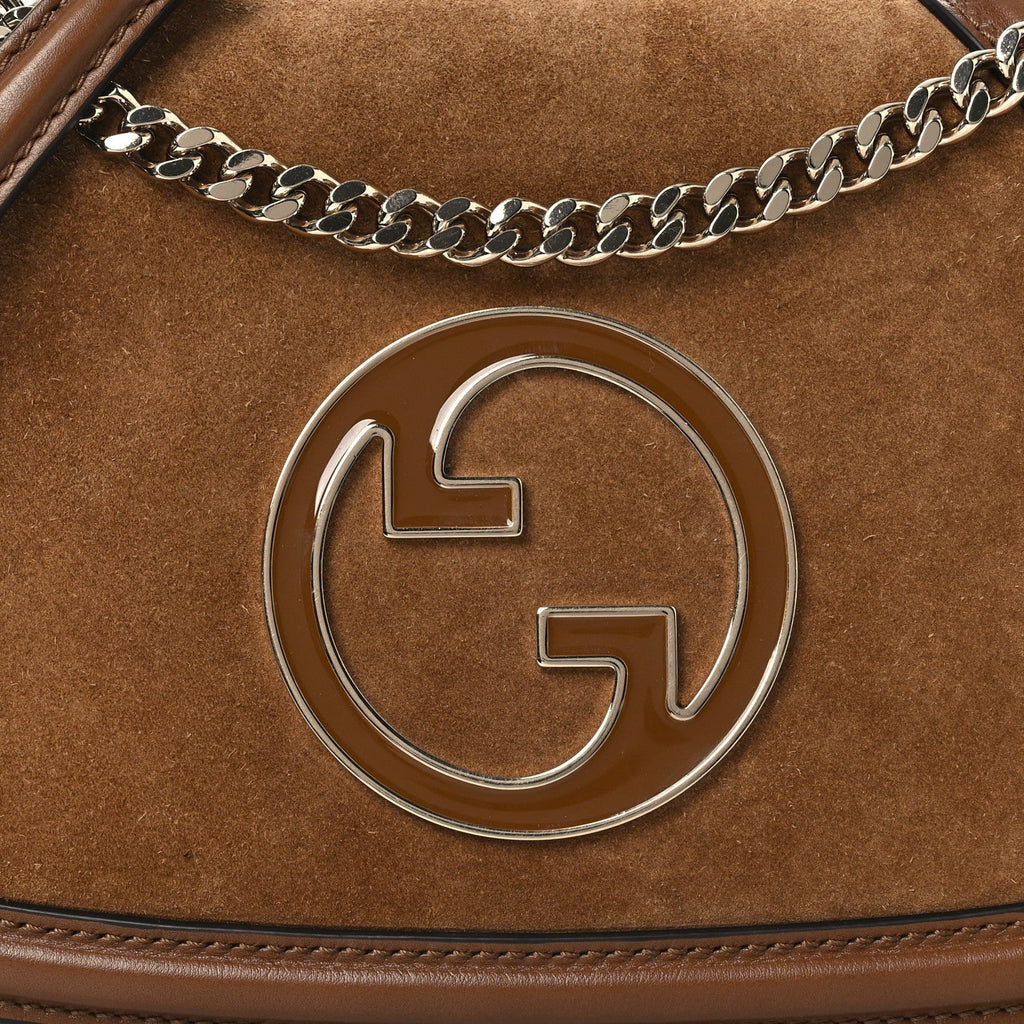 Suede Calfskin Blondie Medium Shoulder Bag Light Brown