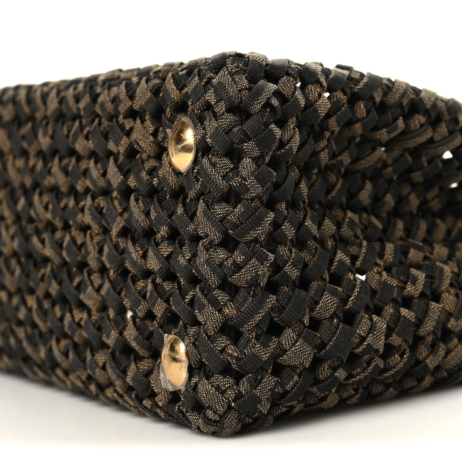 Fabric Jacquard FF 1974 Woven Knotted Medium Peekaboo Iconic Satchel Tobacco Moro