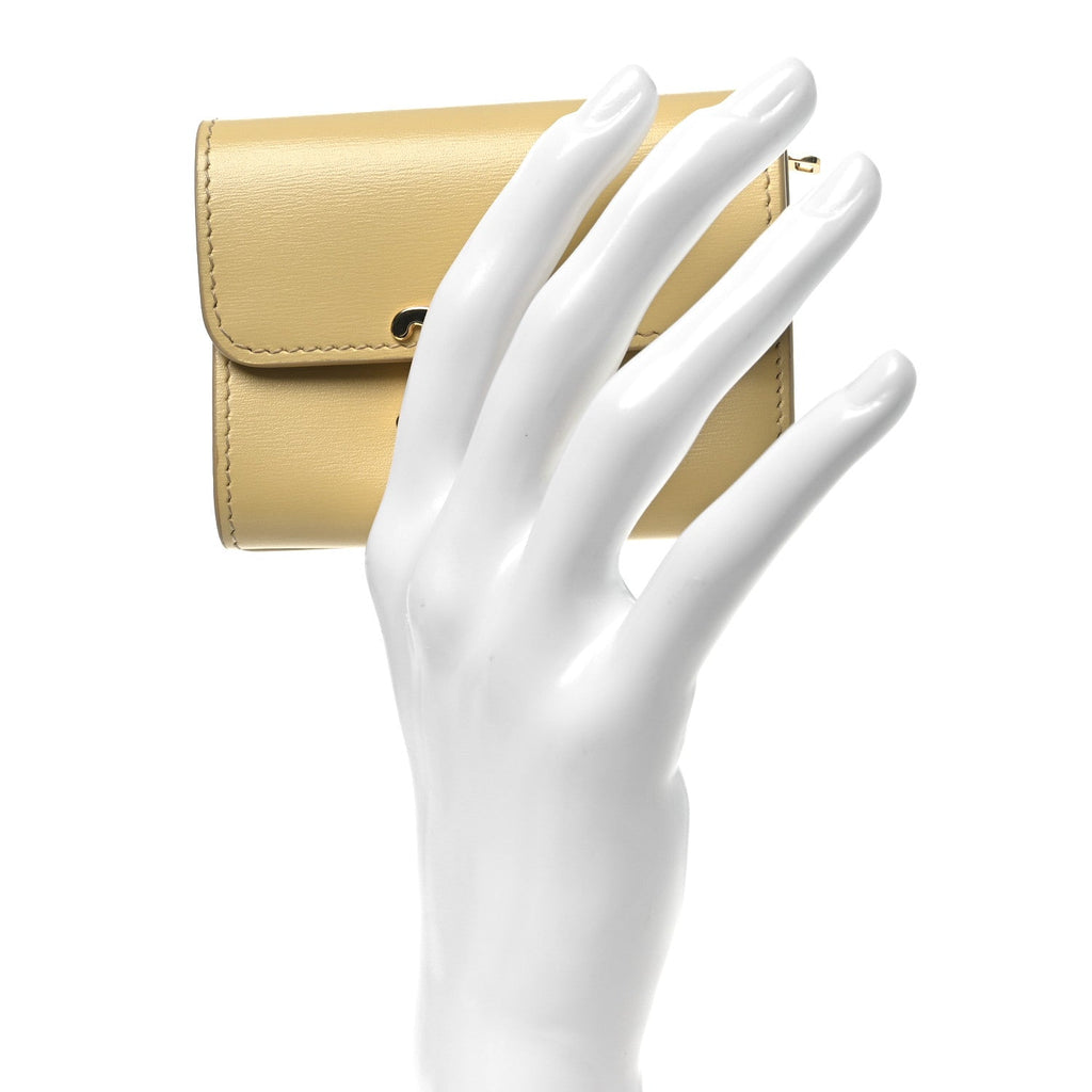 Shiny Calfskin Compact Triomphe Wallet With Coin Purse Pollen