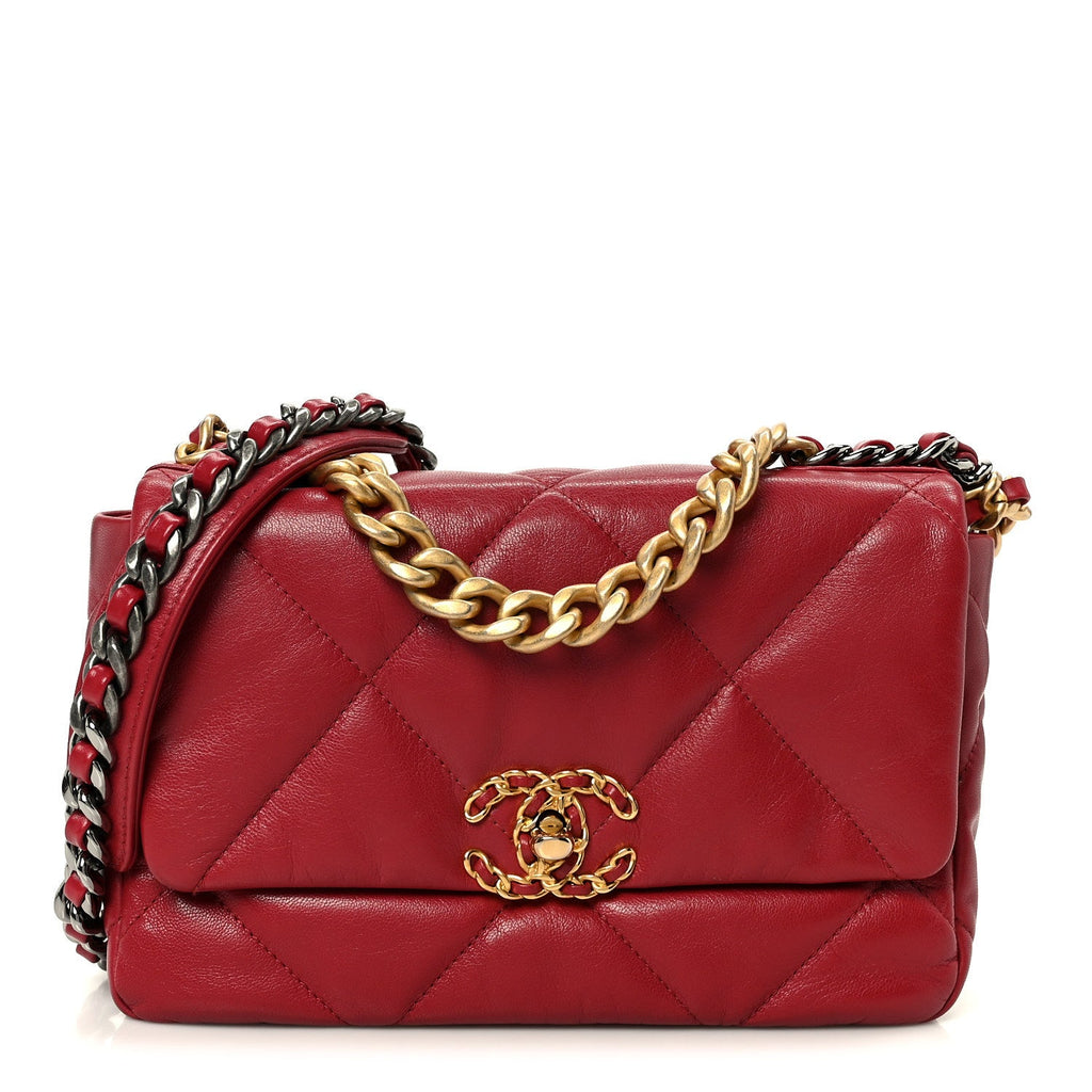 Goatskin Quilted Medium Chanel 19 Flap Red
