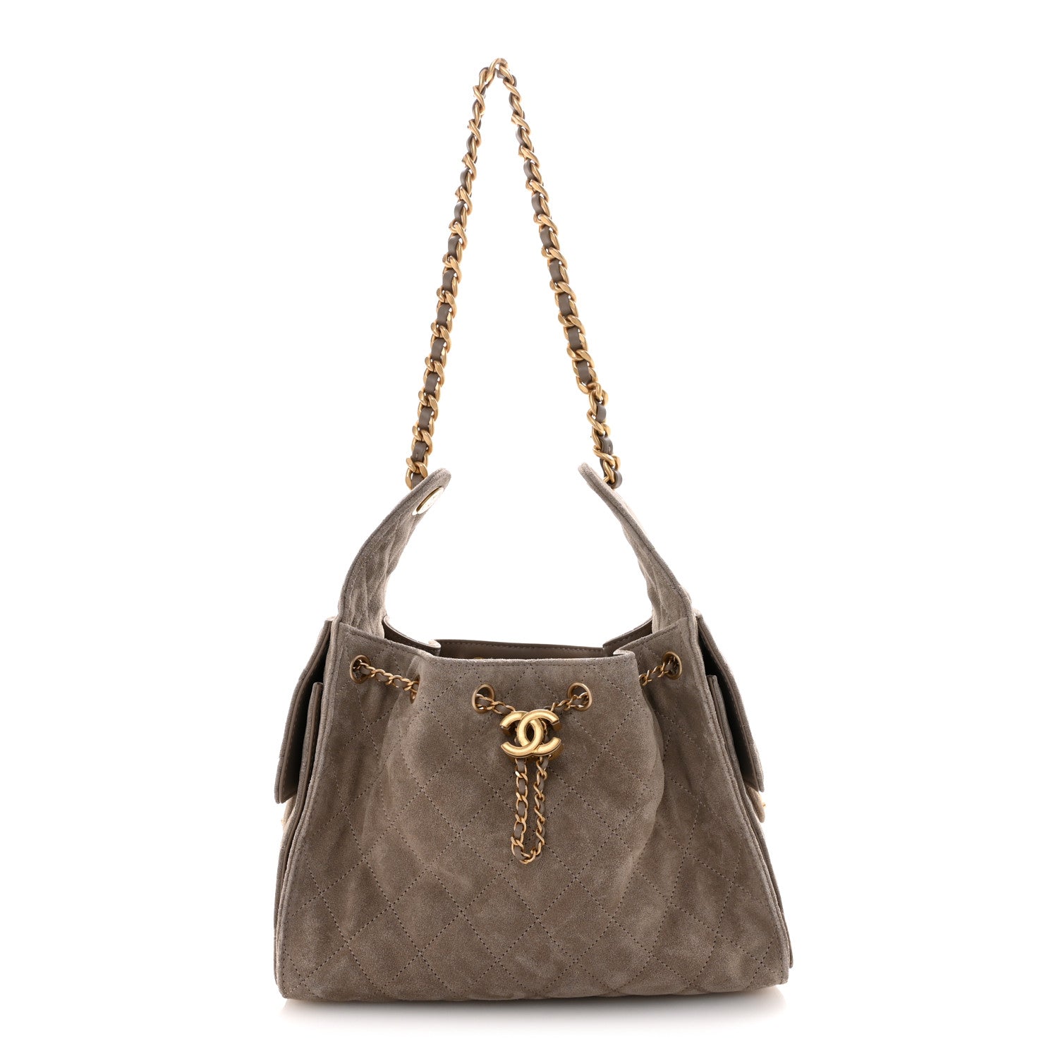Suede Quilted Small Chanel 25 Handbag Dark Grey