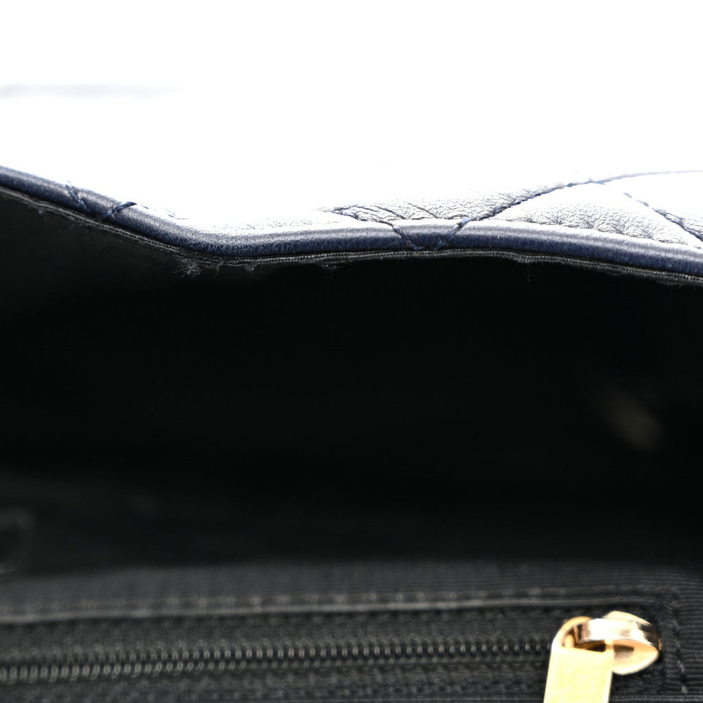 Lambskin Quilted Medium Elegant CC Flap Navy Black