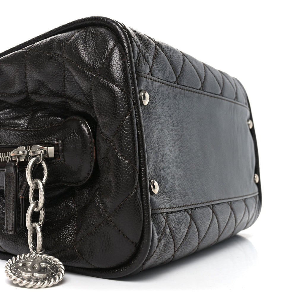 Caviar Quilted CC Timeless Bowler Dark Brown