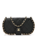 Caviar Quilted Chain Glasses Case Black