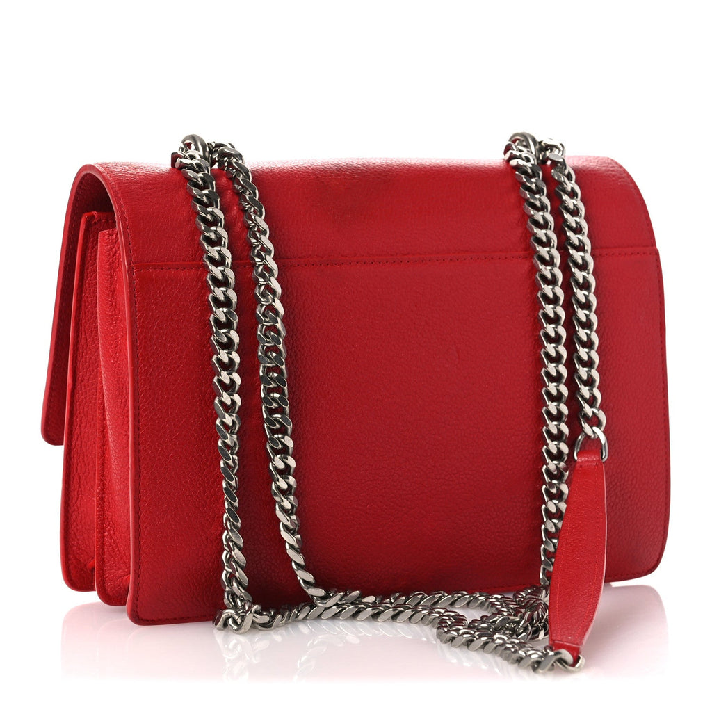 Grained Calfskin Medium Monogram Sunset Satchel Red