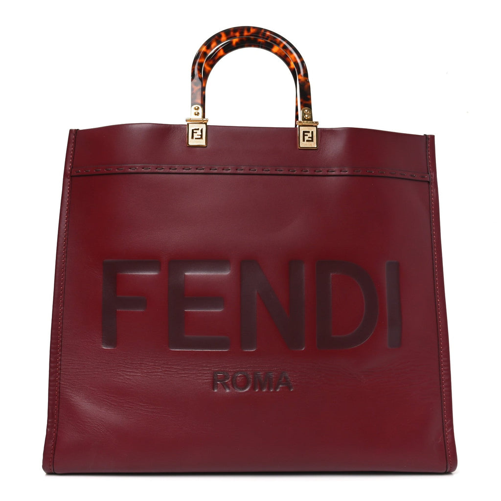 Vitello King Plexiglass Logo Embossed Large Fendi Sunshine Shopper Tote Barolo