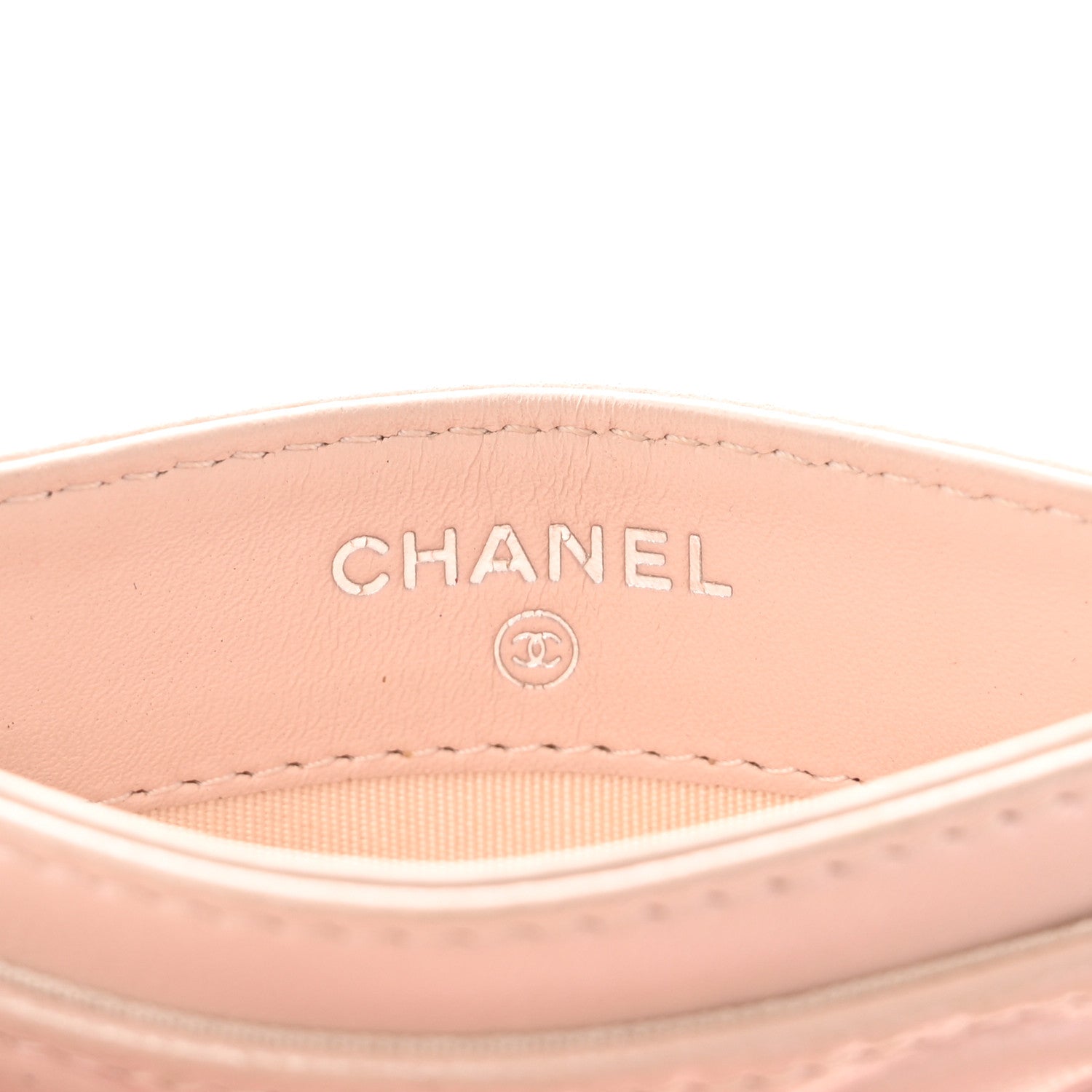 Iridescent Lambskin Camellia Embossed  Holder Light Pink