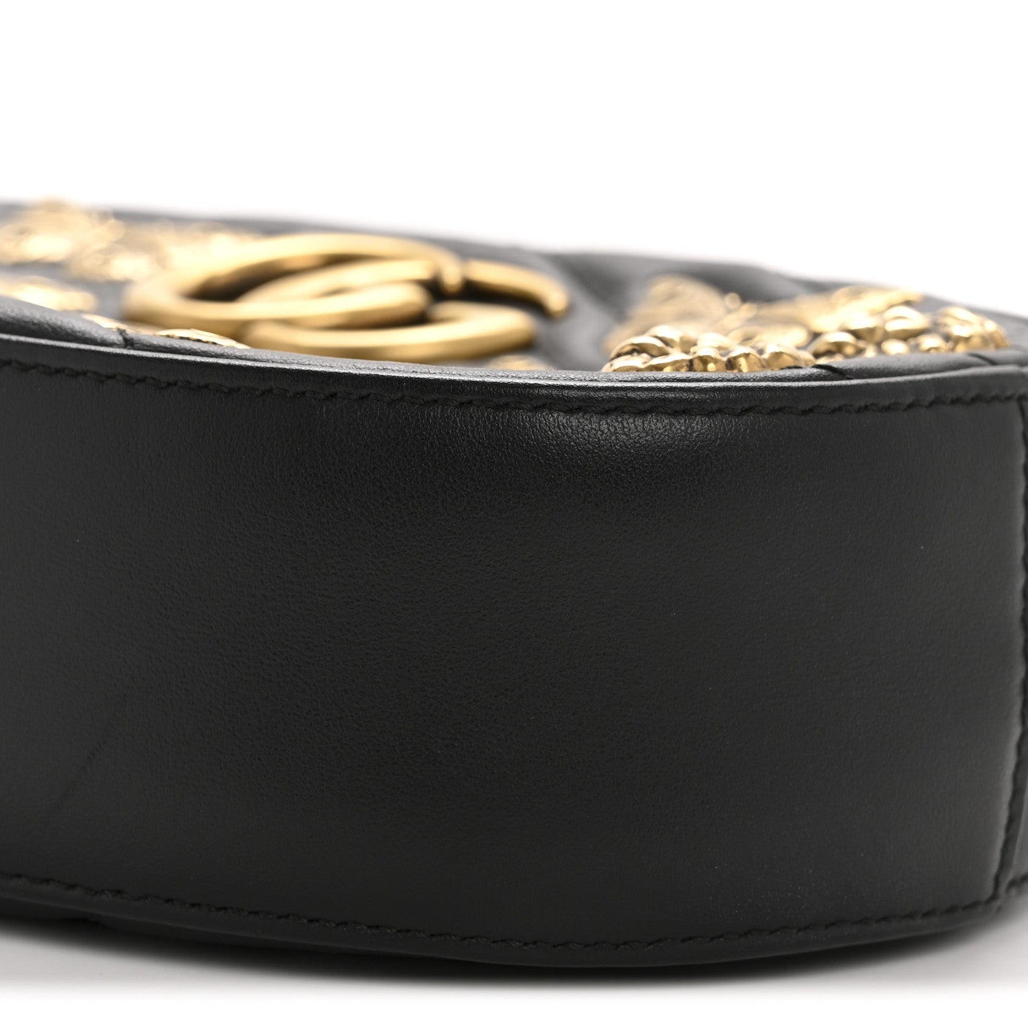 Calfskin Matelasse Animal Studs GG Marmont Belt Bag 85 34 Black