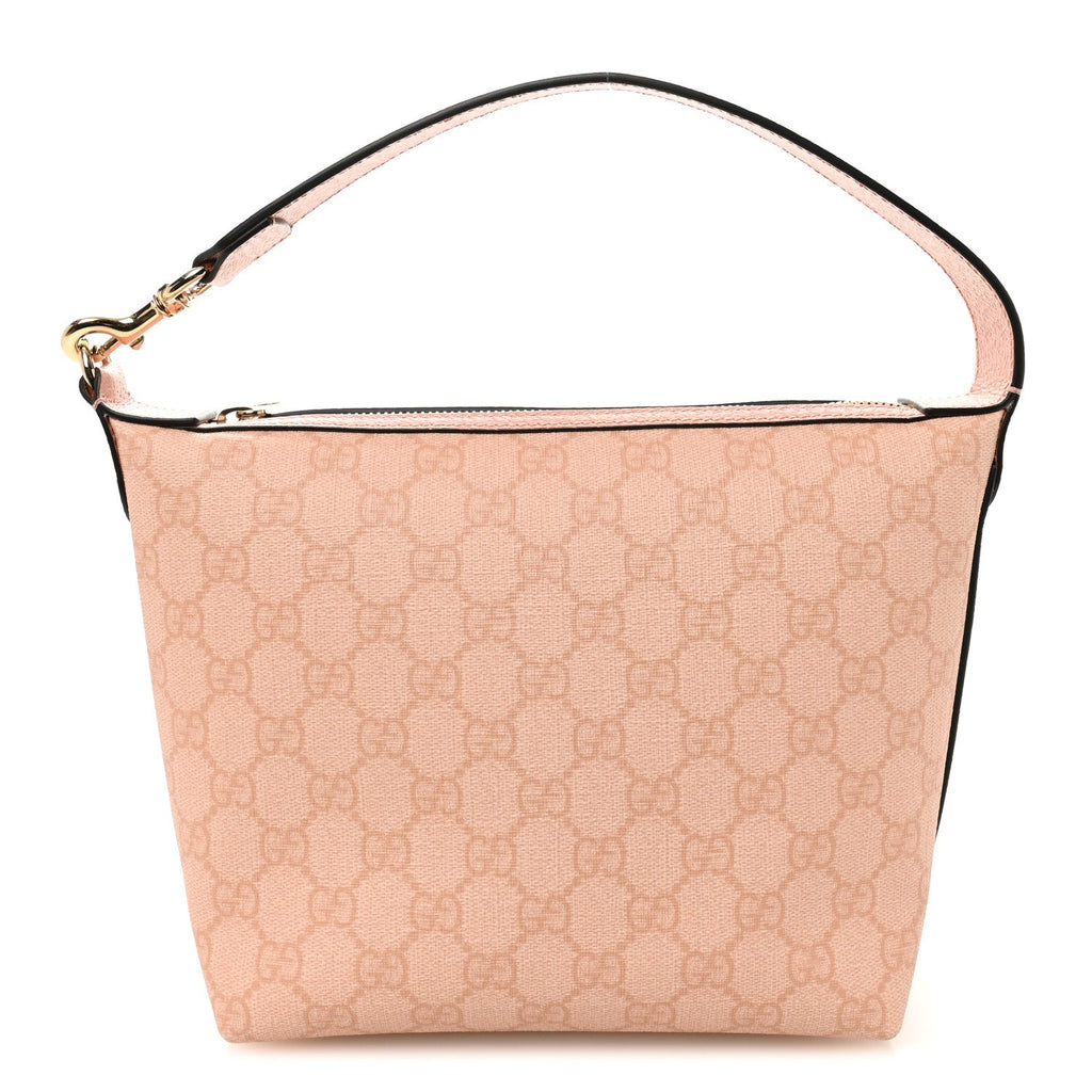 GG Supreme Monogram Textured Calfskin Web Super Mini Ophidia Shoulder Bag Pink