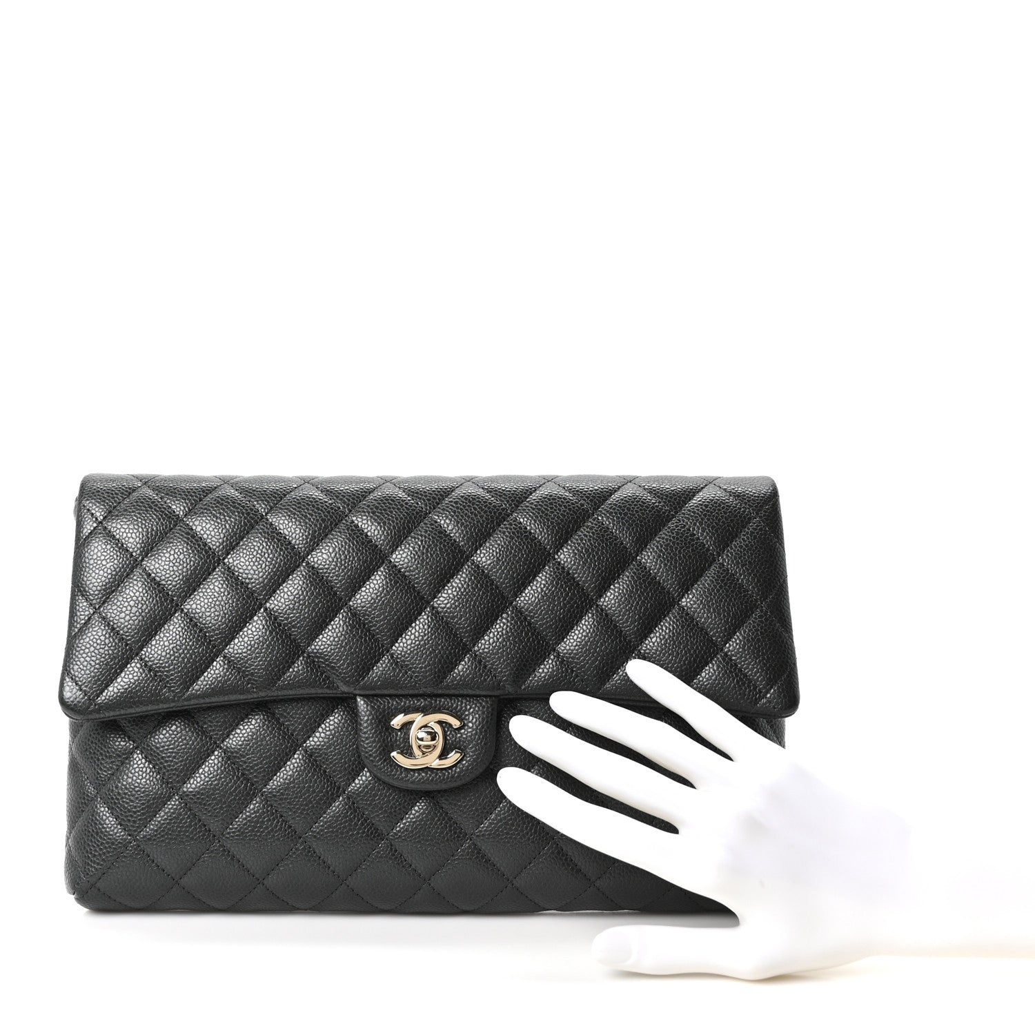 Caviar Quilted Flap Clutch Dark Grey