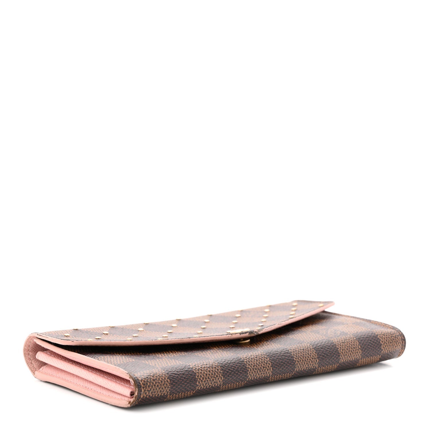 Damier Ebene Studded Sarah Wallet NM Rose Ballerine