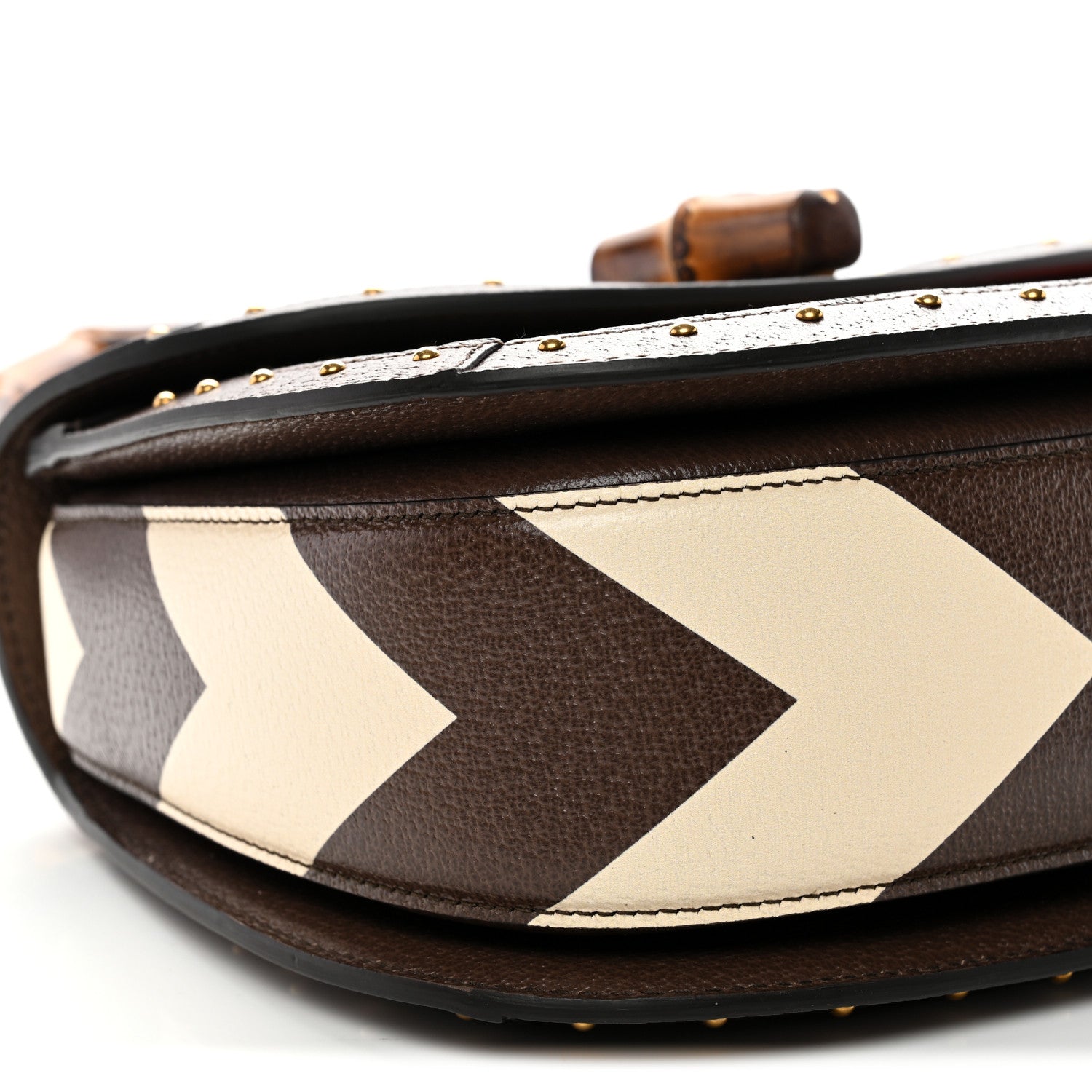 GG Supreme Monogram Studded Calfskin Centum Medium Bamboo 1947 Top Handle Bag Beige Ebony Multicolor