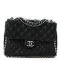 Washed Lambskin Quilted Maxi Chain Around Flap Black