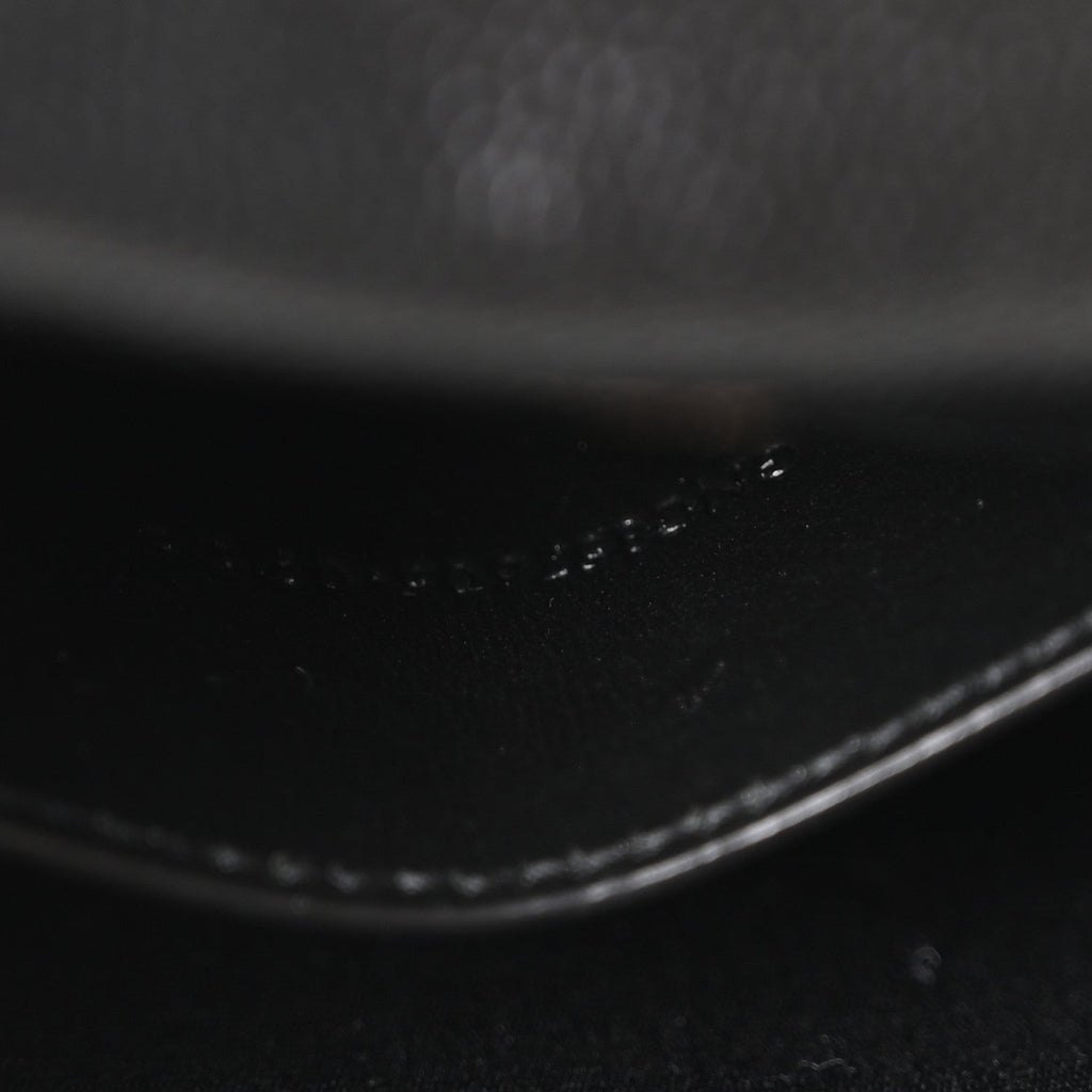 Grain De Poudre Matelasse Chevron Monogram Envelope Chain Wallet Black