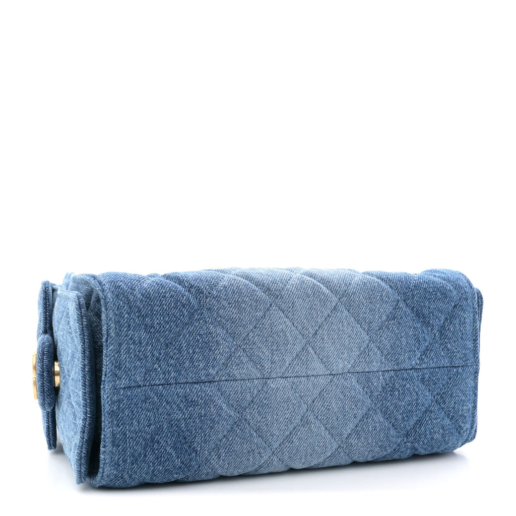Washed Denim Quilted Mini Chanel 25 Handbag Blue
