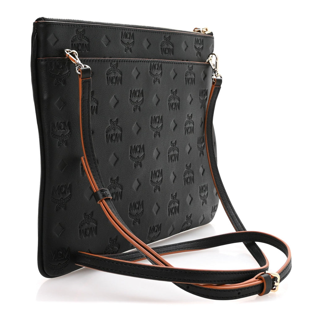 Calfskin Ottomar Monogram Medium Crossbody Pouch Black