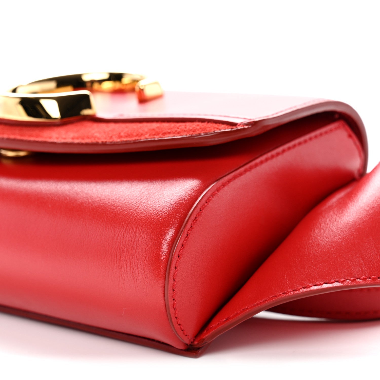 Calfskin Suede C Belt Bag Plaid Red