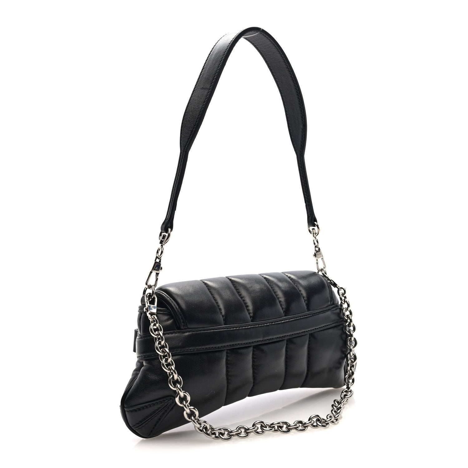 Nappa Vertical Matelasse Small Maxi Horsebit Chain Shoulder Bag Black