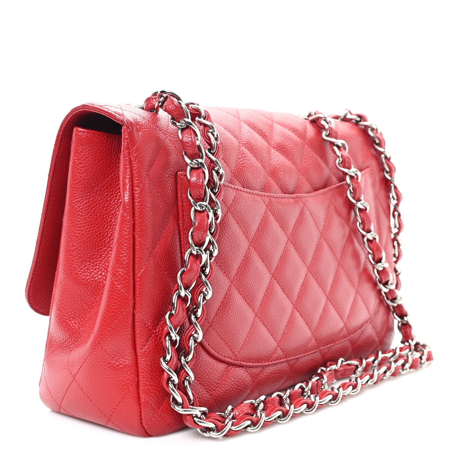 Caviar Quilted Jumbo Single Flap Red