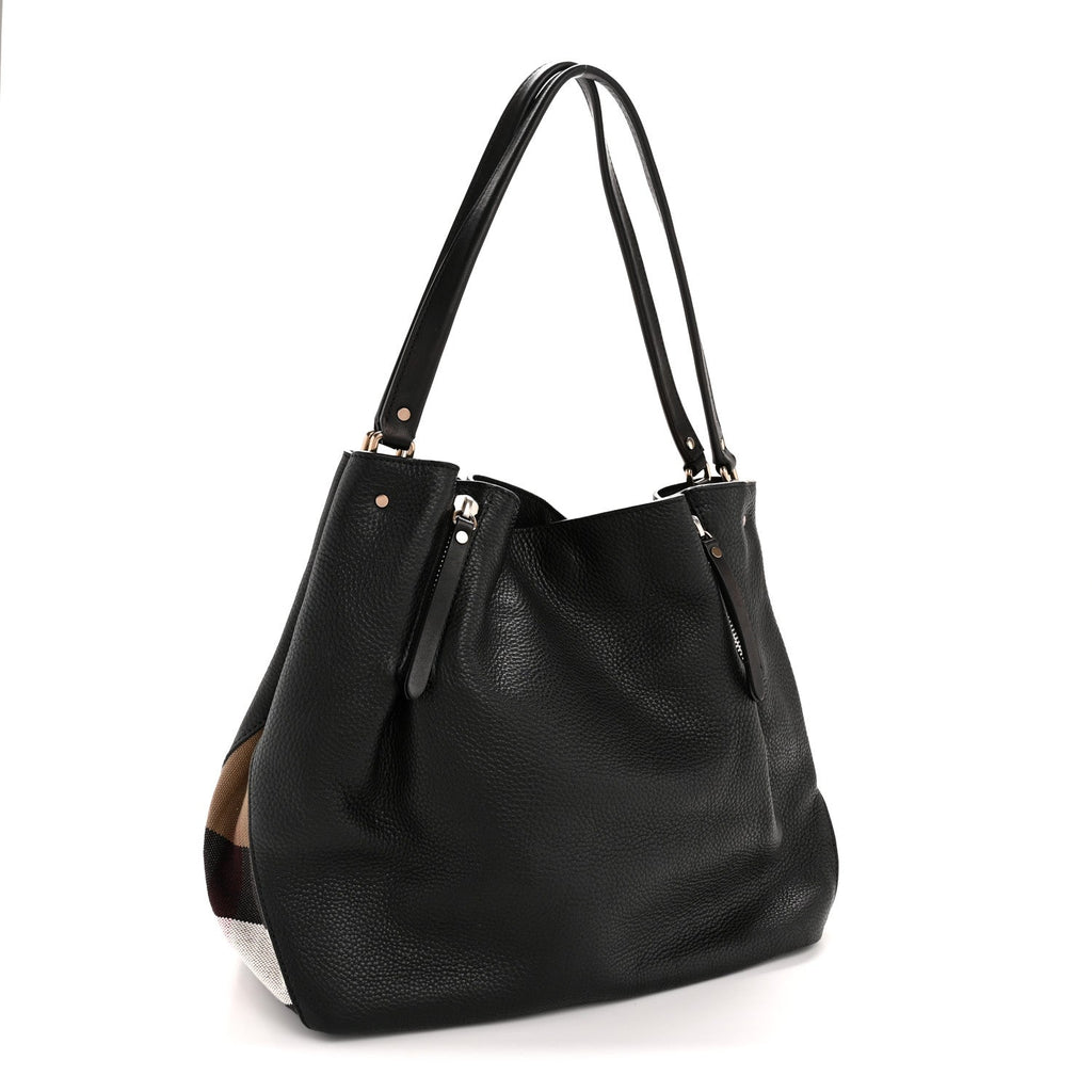 Grainy Calfskin House Check Medium Maidstone Black