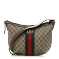 GG Supreme Monogram Web Small Ophidia Half Moon Hobo Brown