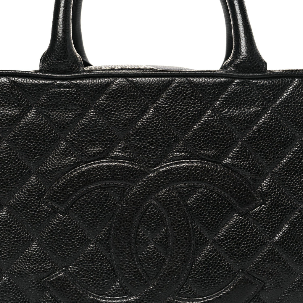 Caviar Quilted Large Bowler Black