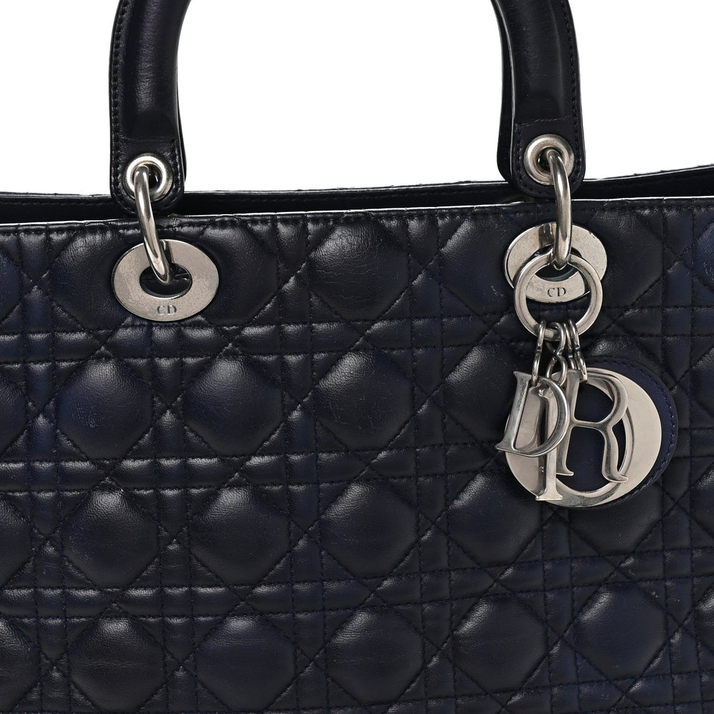 Lambskin Cannage Large Lady Dior Royal Blue