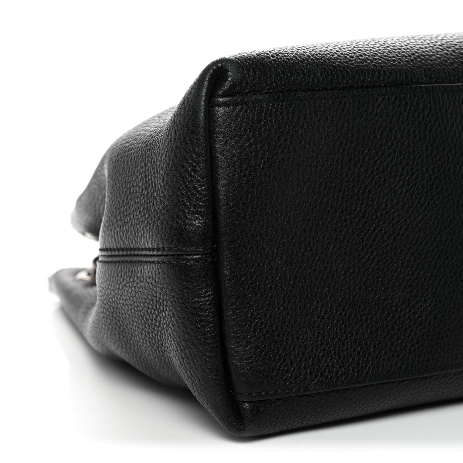 Pebbled Calfskin Studded Medium Soho Chain Shoulder Bag Black