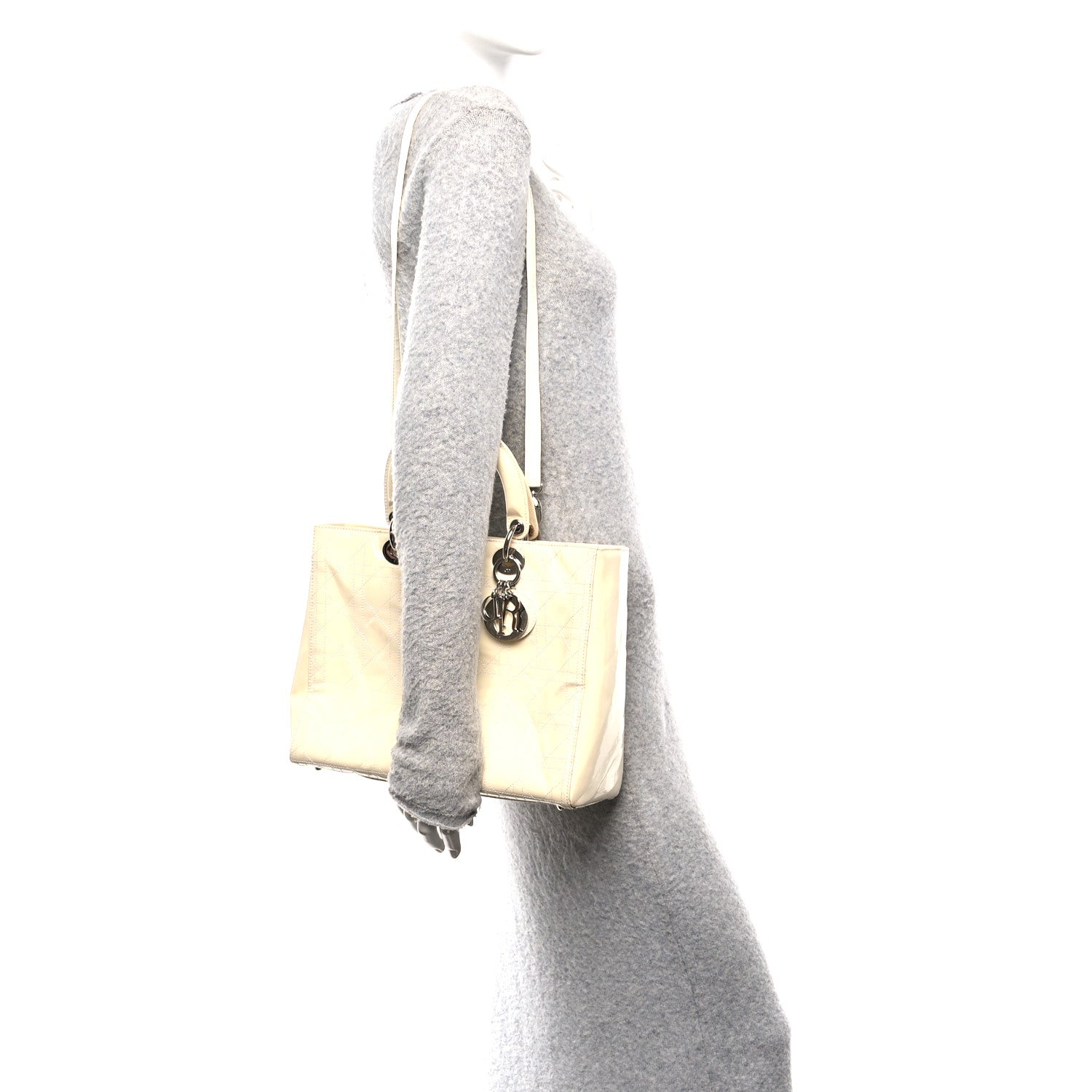 Patent Cannage Large Lady Dior White