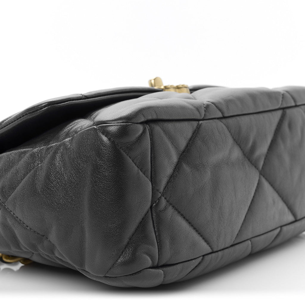 Lambskin Quilted Large Chanel 19 Flap Navy Blue