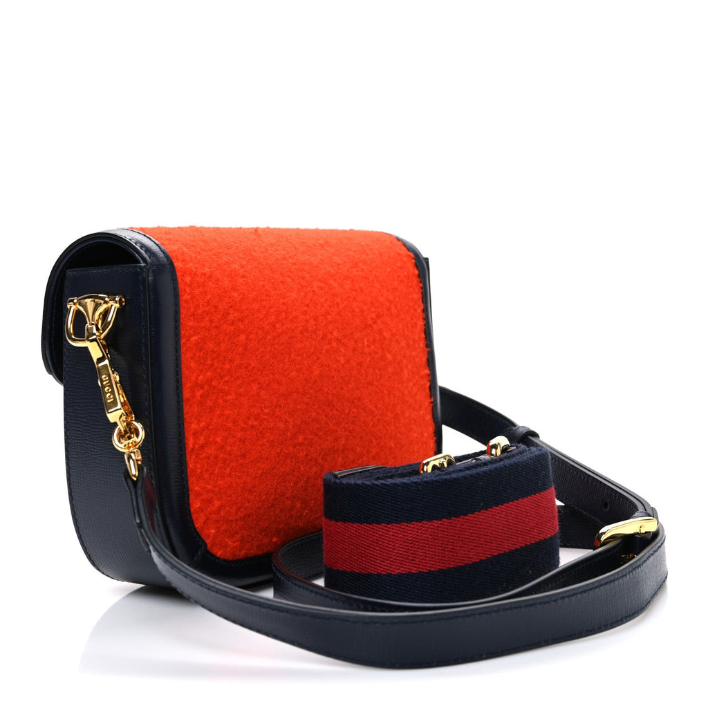 Casy Wool Azalea Calfskin Mini Horsebit 1955 Shoulder Bag Bitter Sweet Blue