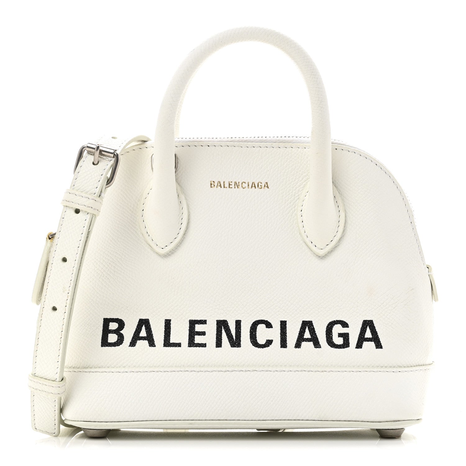 Grained Calfskin XXS Ville Top Handle Bag White Black