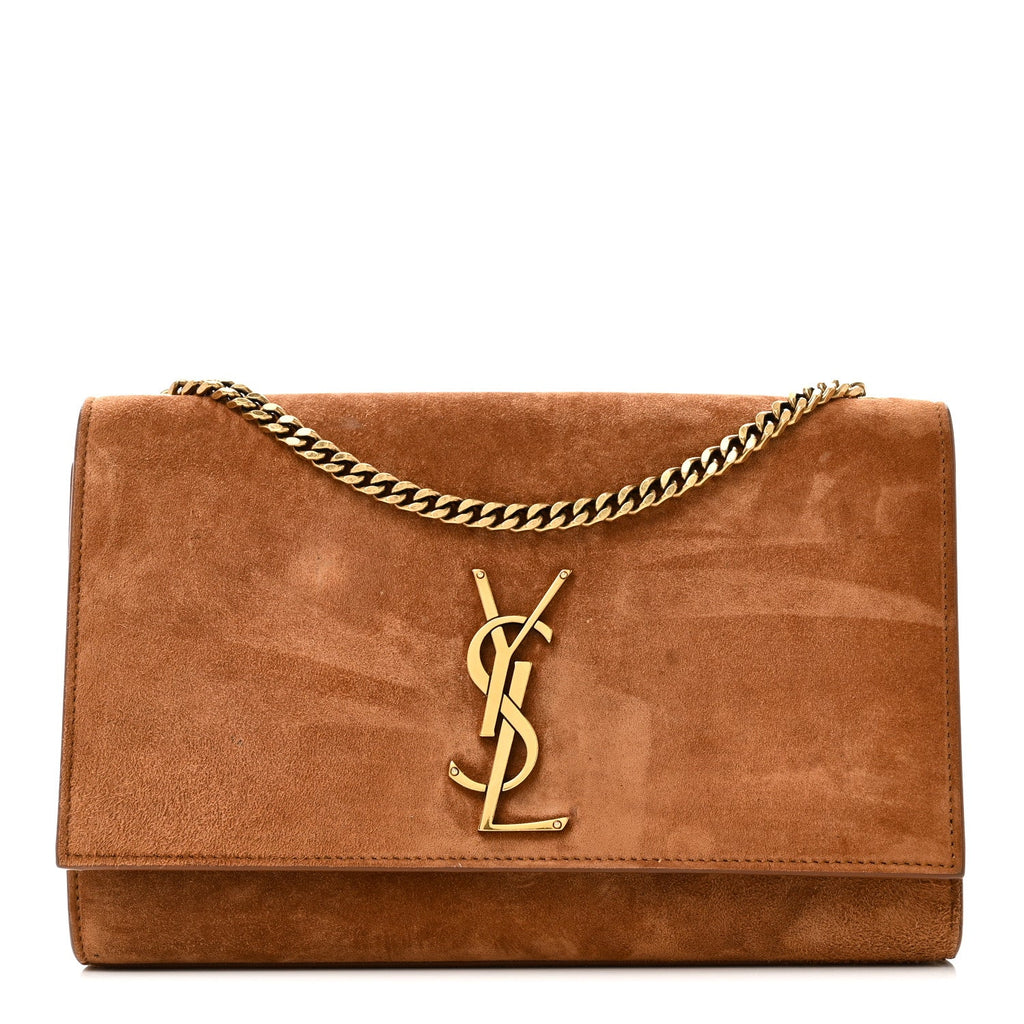 Suede Small Monogram Kate Satchel Macaron