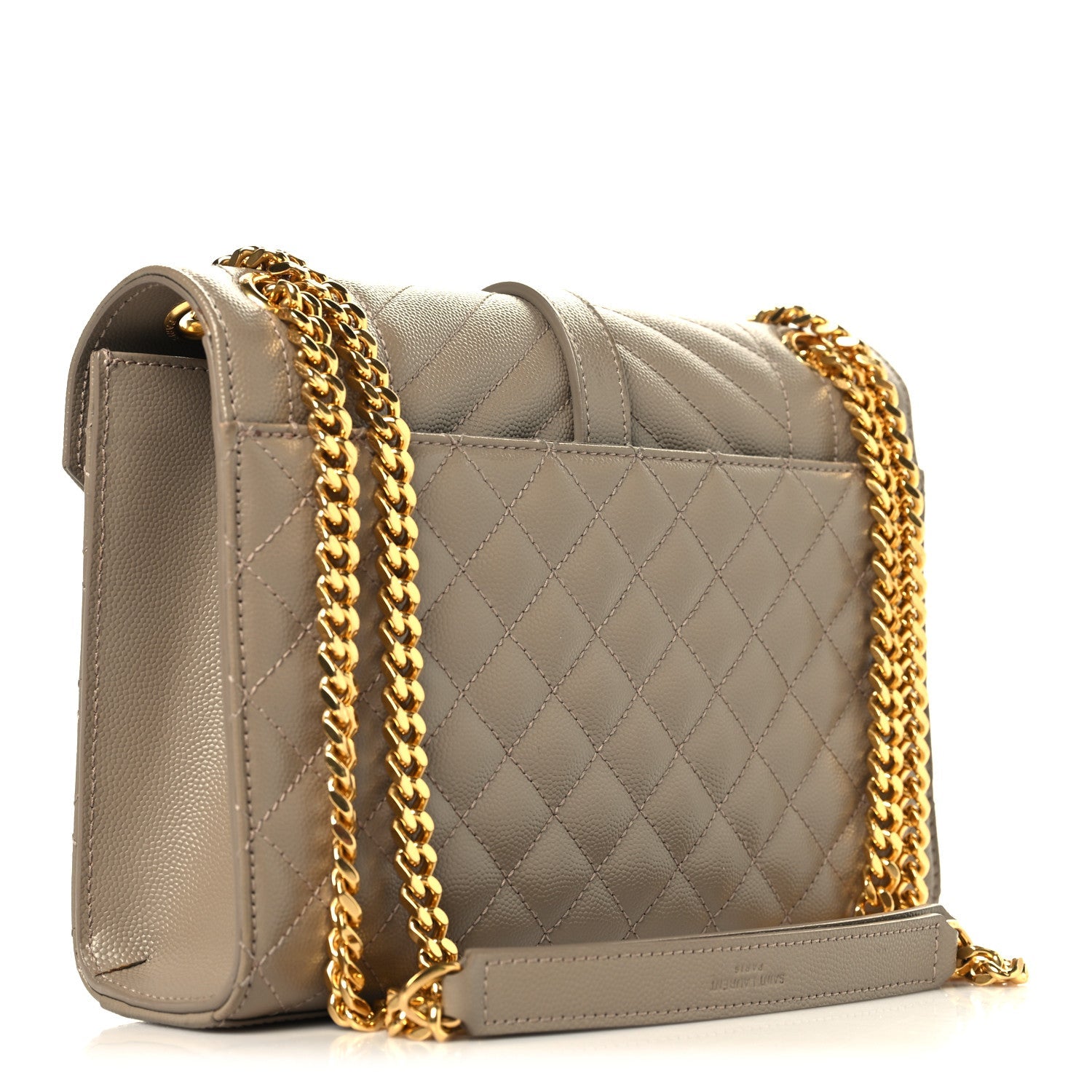 Grain De Poudre Textured Mixed Matelasse Medium Triquilt Monogram Satchel Dusty Grey