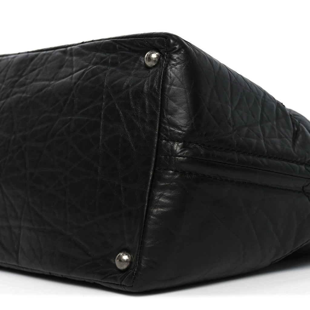 Aged Calfskin Small Shopping in Moscow Tote Black