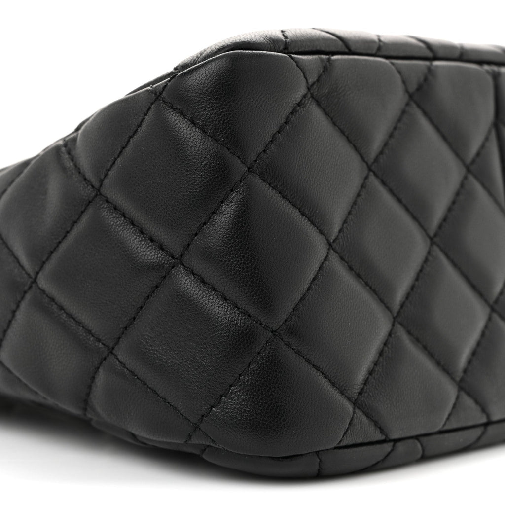 Lambskin Quilted Small Pearl Crush Hobo Black